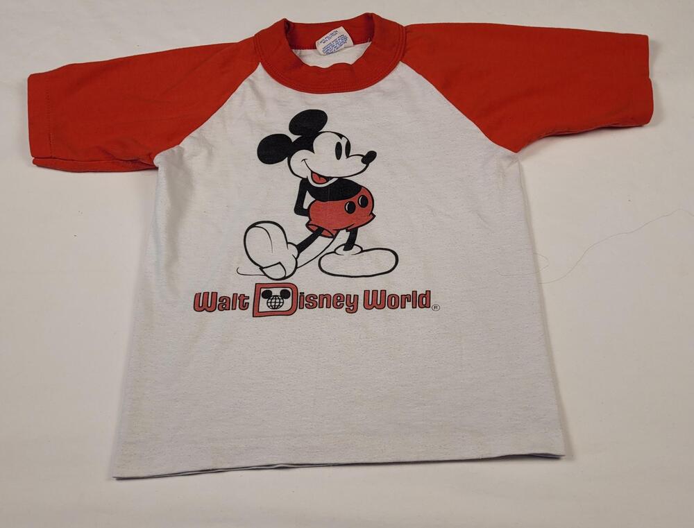 Vtg Disney Walt Disney World Shirt Youth Medium White Red Mickey Mouse Graphic
